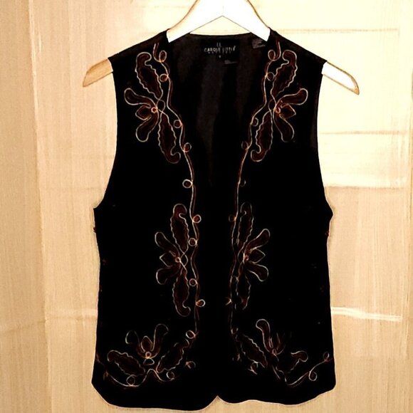 Carole Little Tops - Carole Little Petite Vintage Black Embroidered Vest 6P